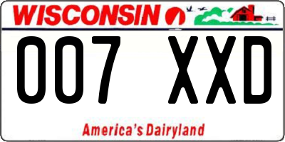 WI license plate 007XXD