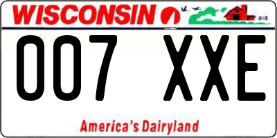 WI license plate 007XXE