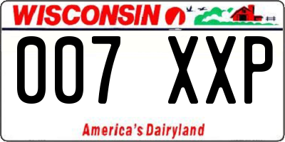 WI license plate 007XXP
