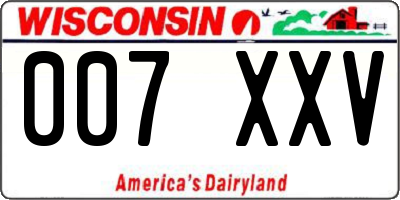 WI license plate 007XXV