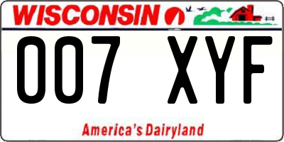 WI license plate 007XYF