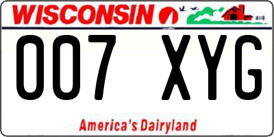 WI license plate 007XYG