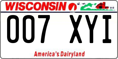 WI license plate 007XYI