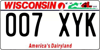 WI license plate 007XYK