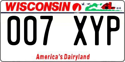 WI license plate 007XYP