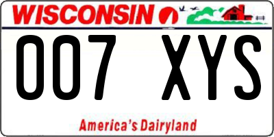 WI license plate 007XYS