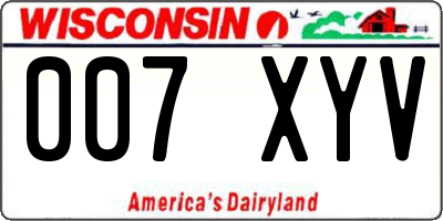 WI license plate 007XYV