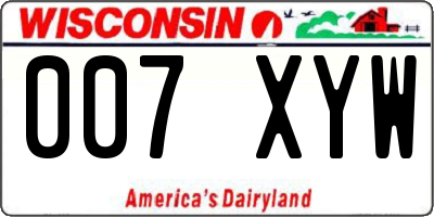 WI license plate 007XYW