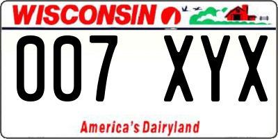 WI license plate 007XYX