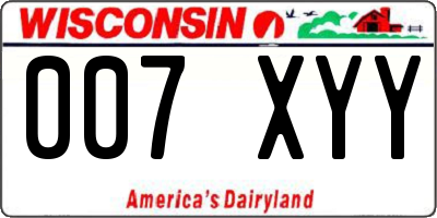 WI license plate 007XYY