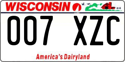 WI license plate 007XZC