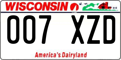 WI license plate 007XZD