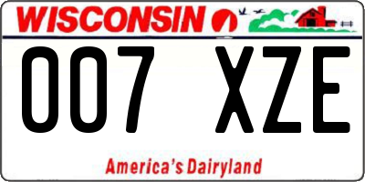 WI license plate 007XZE