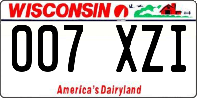 WI license plate 007XZI