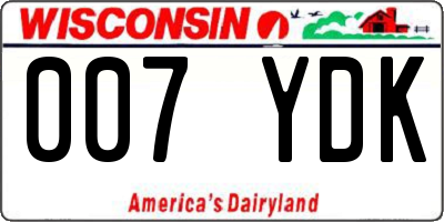 WI license plate 007YDK