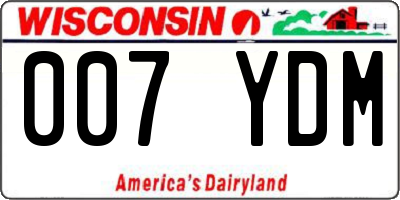 WI license plate 007YDM