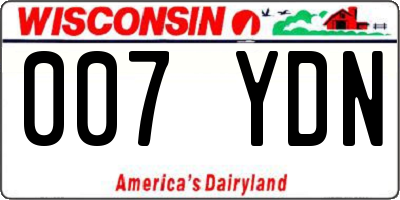 WI license plate 007YDN