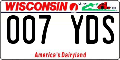 WI license plate 007YDS