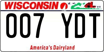WI license plate 007YDT