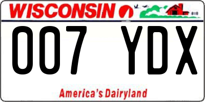 WI license plate 007YDX