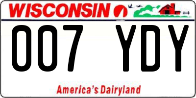 WI license plate 007YDY