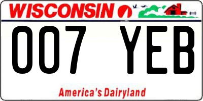 WI license plate 007YEB