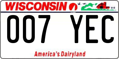 WI license plate 007YEC