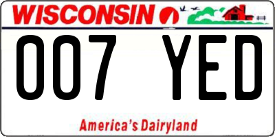 WI license plate 007YED