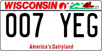 WI license plate 007YEG