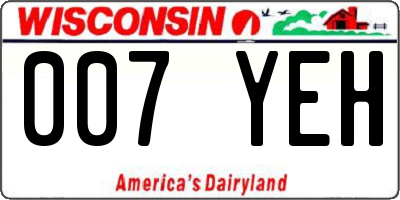 WI license plate 007YEH