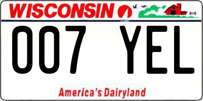WI license plate 007YEL