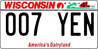 WI license plate 007YEN