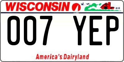 WI license plate 007YEP