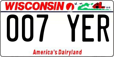 WI license plate 007YER