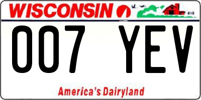 WI license plate 007YEV