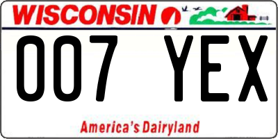 WI license plate 007YEX