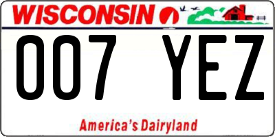 WI license plate 007YEZ