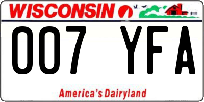 WI license plate 007YFA
