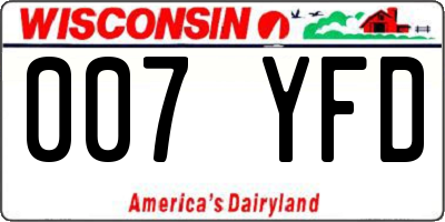 WI license plate 007YFD