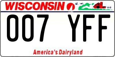WI license plate 007YFF