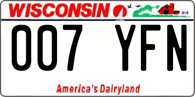 WI license plate 007YFN