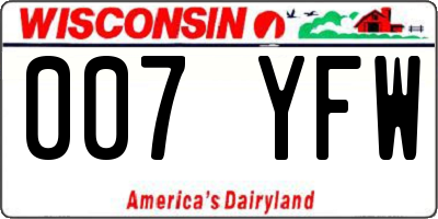 WI license plate 007YFW