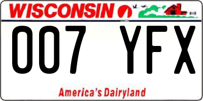 WI license plate 007YFX