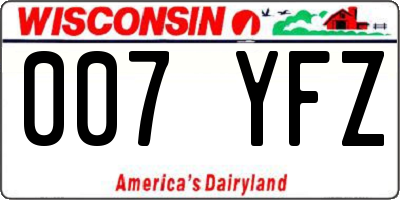WI license plate 007YFZ