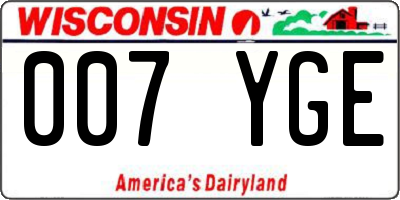 WI license plate 007YGE