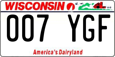 WI license plate 007YGF