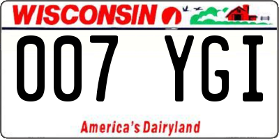 WI license plate 007YGI