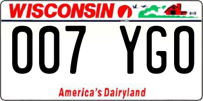 WI license plate 007YGO