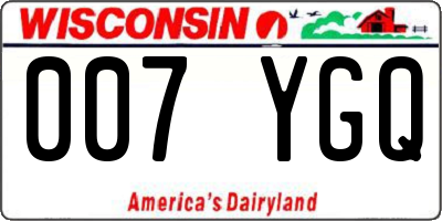 WI license plate 007YGQ