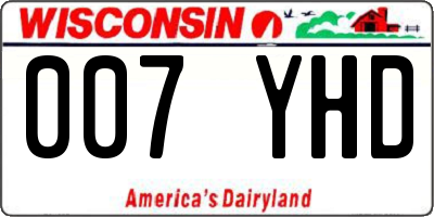 WI license plate 007YHD